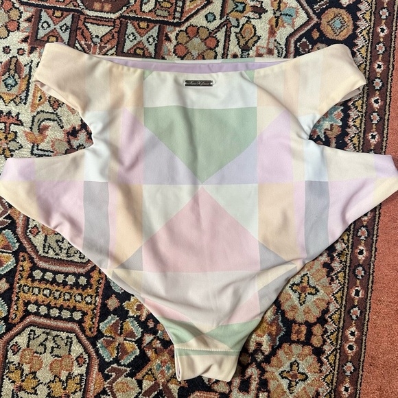 SET Mara Hoffman Diamonds Pastel Bikini BOTTOM & TOP High Waist Cutout Wrap Top - Picture 8 of 13